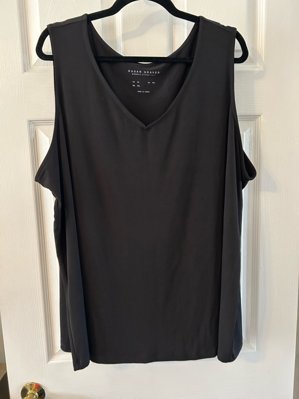 Susan Graver Black V-Neck Sleeveless Shell Top